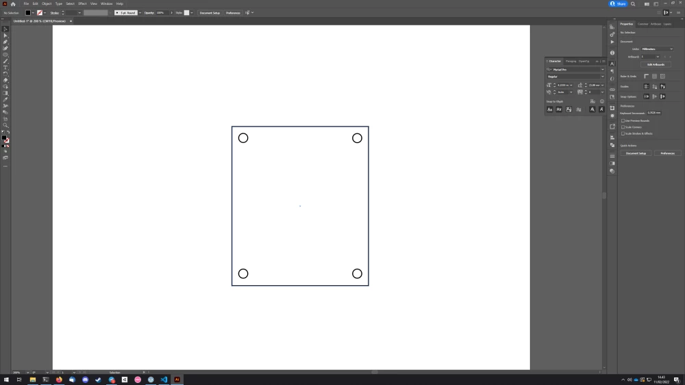 Holes placed and aligned