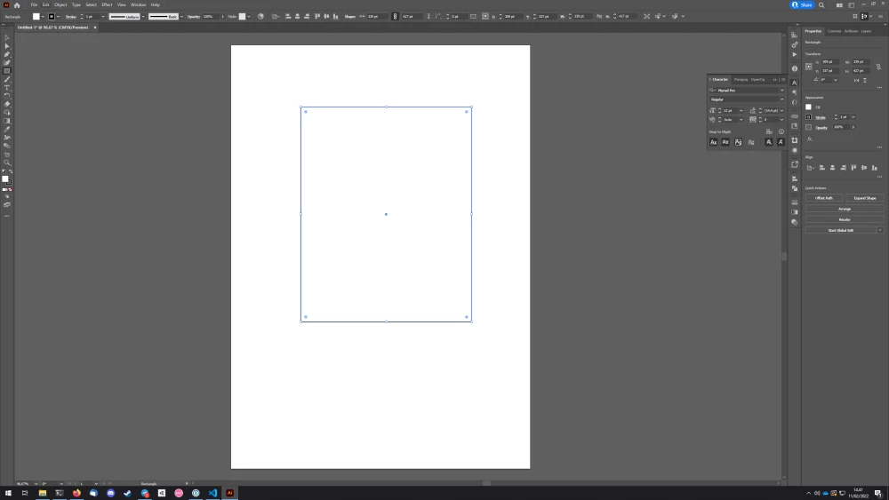 Rectangle drawn using the Rectangle tool