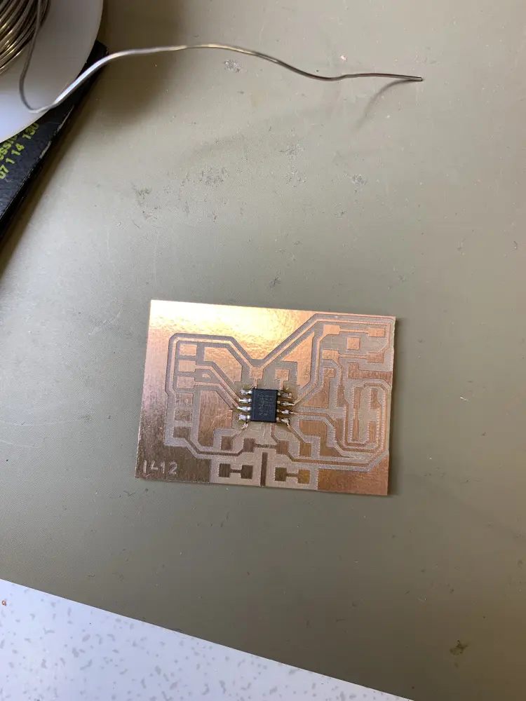 ATtiny soldered on the PCB