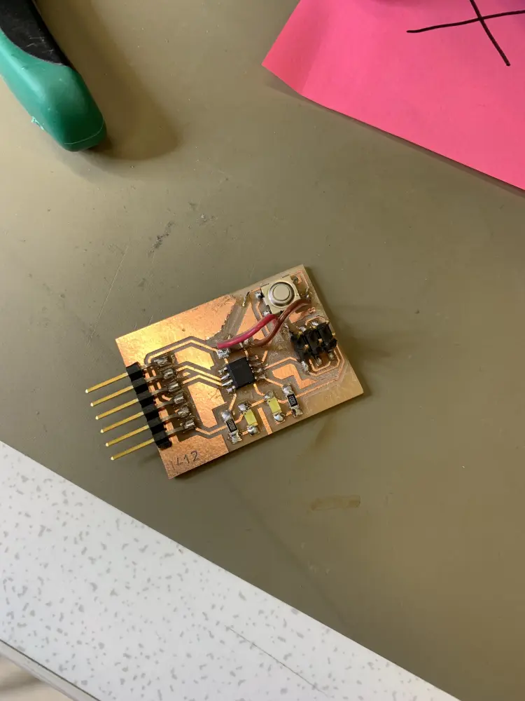 The board with wires soldered to jump incorrect connections